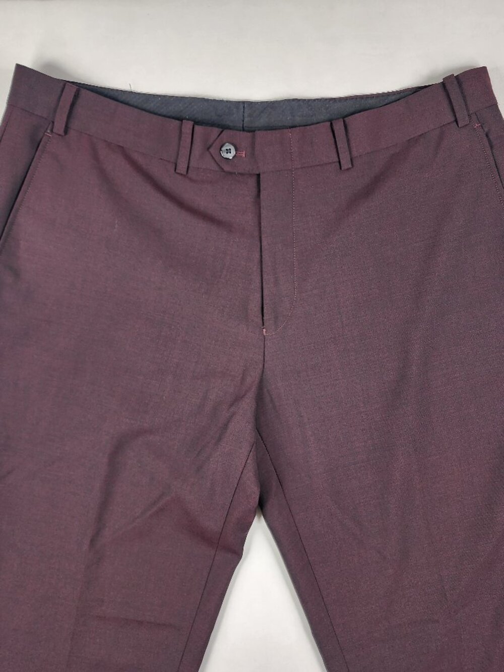 Bar III Mens 38x30 Burgundy Wool Blend Slim Fit Modern Minimalist Dress Pants EX